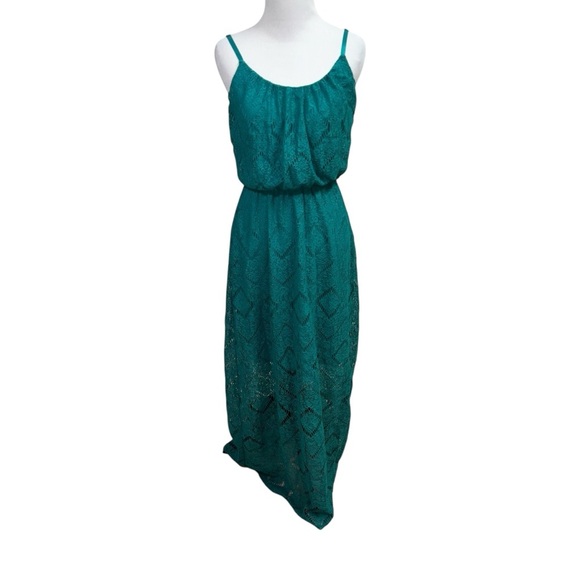 Maurice's Women's S Small Maxi Sheath Dress Crochet Lace Turquoise Adjustable - Picture 1 of 7